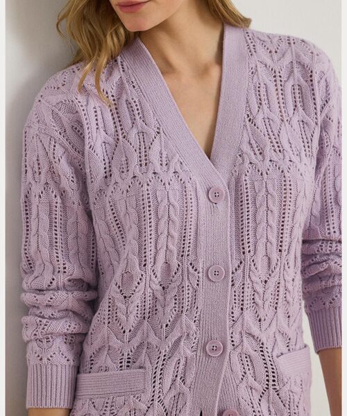 LAUREN RALPH LAUREN / ローレン ラルフ ローレン カーディガン・ボレロ | ポインテール ウールブレンド Vネック カーディガン | 詳細4