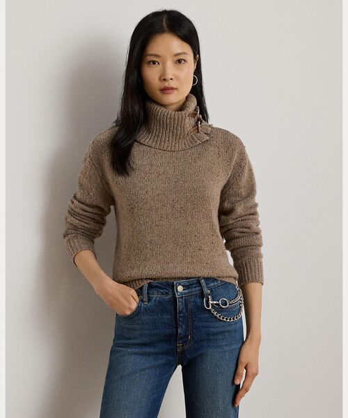 LAUREN RALPH LAUREN/ローレン ラルフ ローレン バックルトリム メランジ タートルネック セーター 200ブラウン L LAUREN RALPH LAUREN/ローレン ラルフ ローレン バックルトリム メランジ タートルネック セーター 200ブラウン L