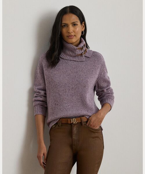LAUREN RALPH LAUREN/ローレン ラルフ ローレン バックルトリム メランジ タートルネック セーター 500パープル XS LAUREN RALPH LAUREN/ローレン ラルフ ローレン バックルトリム メランジ タートルネック セーター 500パープル XS