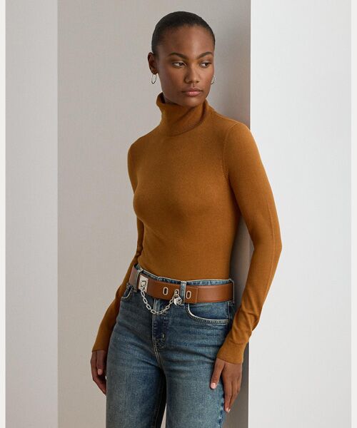 LAUREN RALPH LAUREN/ローレン ラルフ ローレン シルクブレンド タートルネック セーター 200ブラウン S LAUREN RALPH LAUREN/ローレン ラルフ ローレン シルクブレンド タートルネック セーター 200ブラウン S