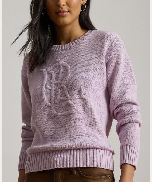 LAUREN RALPH LAUREN / ローレン ラルフ ローレン ニット・セーター | エンブロイダリーロゴ コームド コットン セーター | 詳細4
