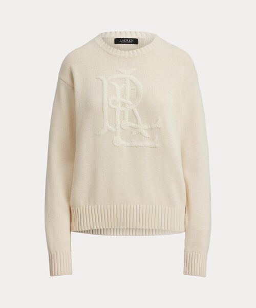 LAUREN RALPH LAUREN / ローレン ラルフ ローレン ニット・セーター | エンブロイダリーロゴ コームド コットン セーター | 詳細1