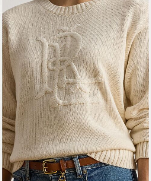 LAUREN RALPH LAUREN / ローレン ラルフ ローレン ニット・セーター | エンブロイダリーロゴ コームド コットン セーター | 詳細4