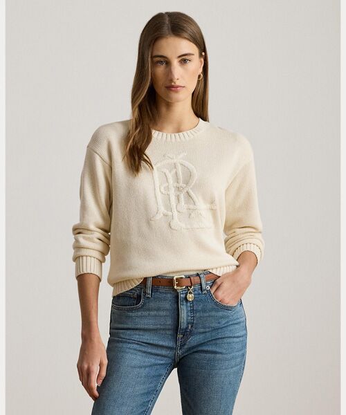 LAUREN RALPH LAUREN/ローレン ラルフ ローレン エンブロイダリーロゴ コームド コットン セーター 101ナチュラル M LAUREN RALPH LAUREN/ローレン ラルフ ローレン エンブロイダリーロゴ コームド コットン セーター 101ナチュラル M