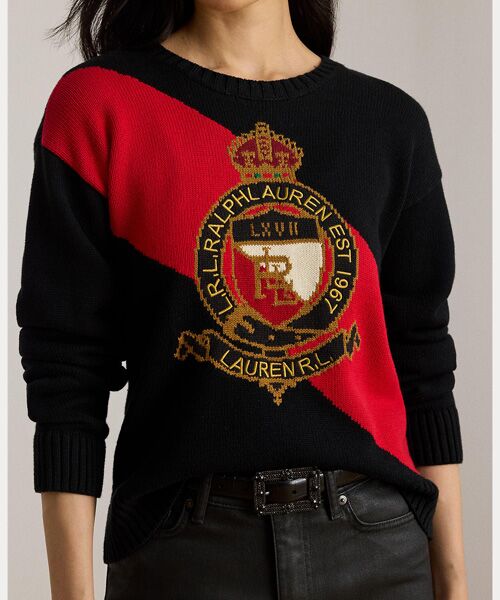 LAUREN RALPH LAUREN / ローレン ラルフ ローレン ニット・セーター | カラーブロック クレスト コットン セーター | 詳細4