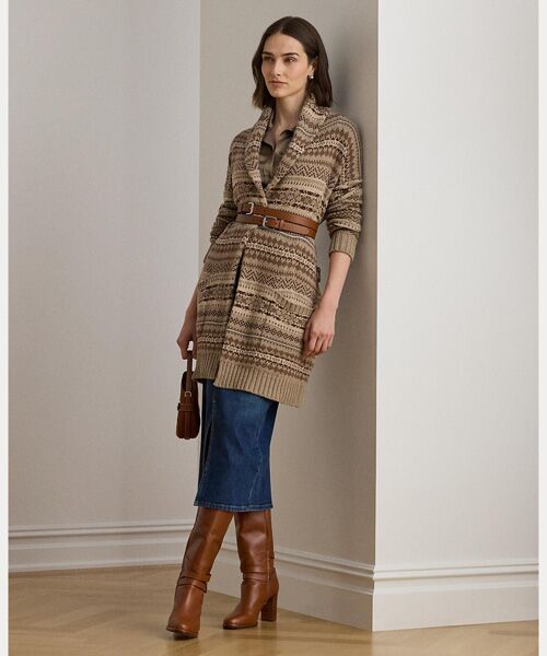 LAUREN RALPH LAUREN/ローレン ラルフ ローレン フェア アイル ベルテッド ウールブレンド カーディガン 200ブラウン M