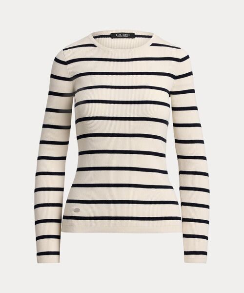 LAUREN RALPH LAUREN / ローレン ラルフ ローレン ニット・セーター | ストライプド リブニット クルーネック セーター | 詳細1