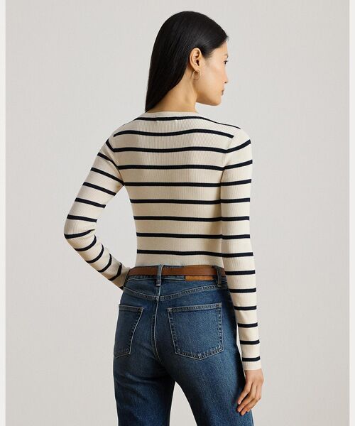 LAUREN RALPH LAUREN / ローレン ラルフ ローレン ニット・セーター | ストライプド リブニット クルーネック セーター | 詳細3