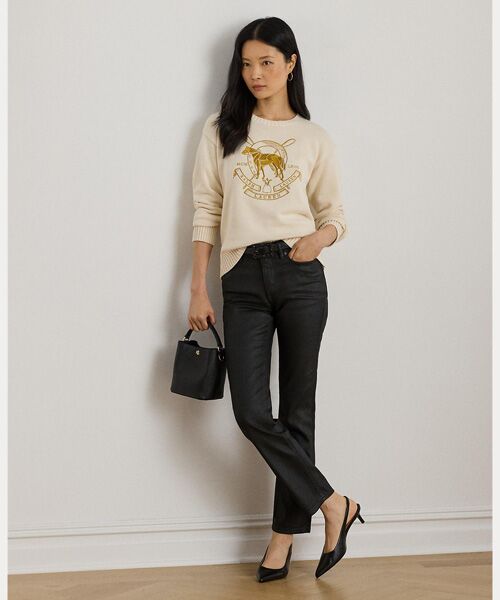 LAUREN RALPH LAUREN / ローレン ラルフ ローレン ニット・セーター | エンブロイダリー コットン クルーネック セーター | 詳細2