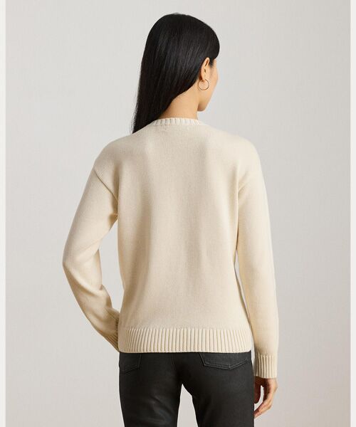 LAUREN RALPH LAUREN / ローレン ラルフ ローレン ニット・セーター | エンブロイダリー コットン クルーネック セーター | 詳細3