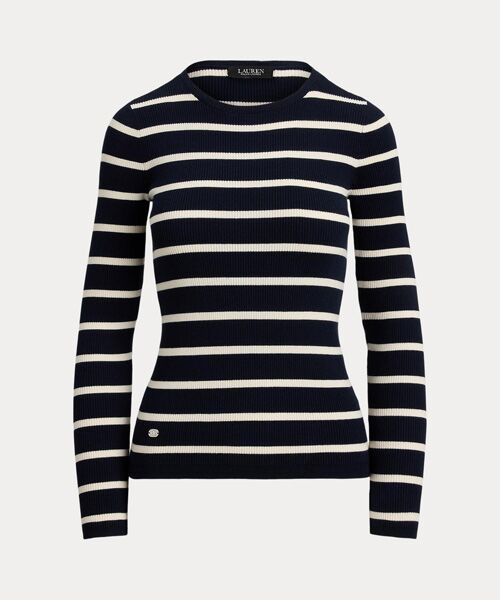 LAUREN RALPH LAUREN / ローレン ラルフ ローレン ニット・セーター | ストライプド リブニット クルーネック セーター | 詳細1