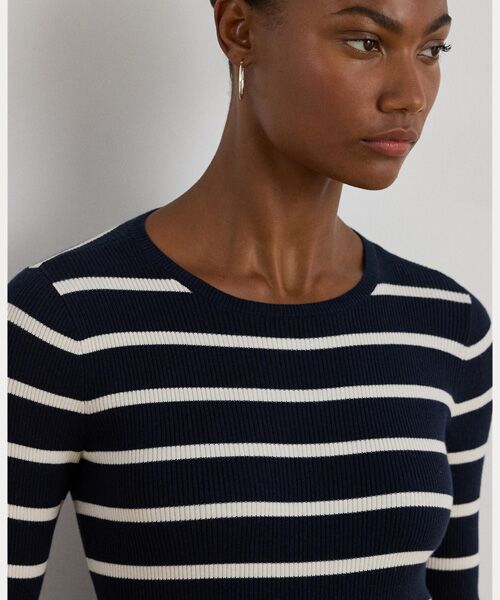 LAUREN RALPH LAUREN / ローレン ラルフ ローレン ニット・セーター | ストライプド リブニット クルーネック セーター | 詳細4