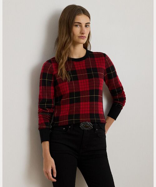 LAUREN RALPH LAUREN/ローレン ラルフ ローレン チェック コットンブレンド セーター 001ブラック S LAUREN RALPH LAUREN/ローレン ラルフ ローレン チェック コットンブレンド セーター 001ブラック S