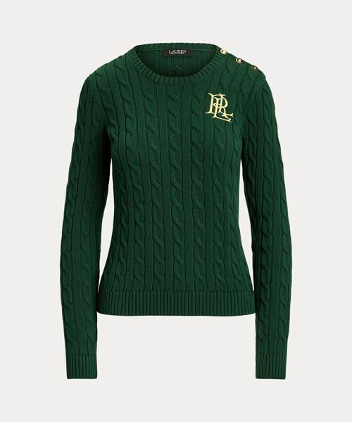 LAUREN RALPH LAUREN / ローレン ラルフ ローレン ニット・セーター | ボタントリム ケーブルニット コットン セーター | 詳細1