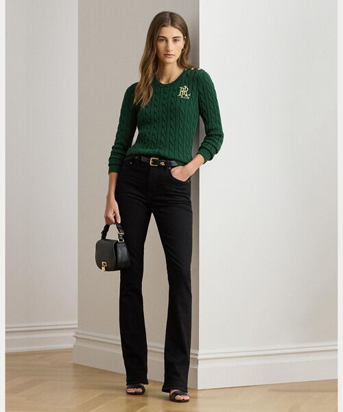 LAUREN RALPH LAUREN / ローレン ラルフ ローレン ニット・セーター | ボタントリム ケーブルニット コットン セーター | 詳細2