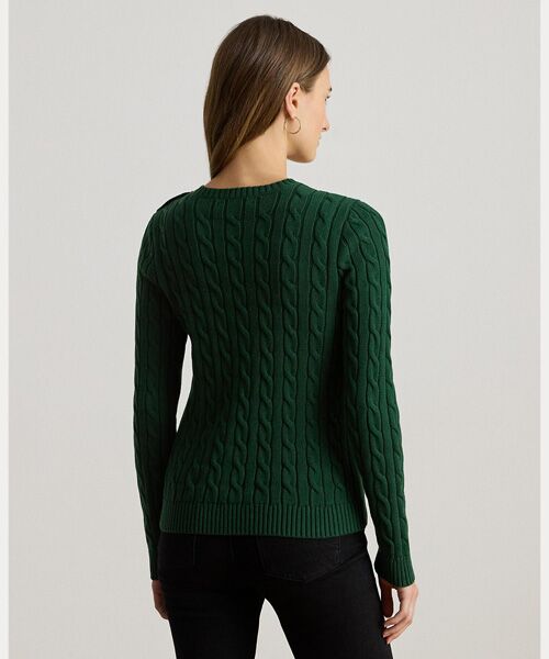 LAUREN RALPH LAUREN / ローレン ラルフ ローレン ニット・セーター | ボタントリム ケーブルニット コットン セーター | 詳細3