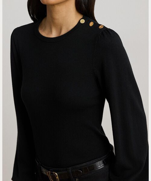 LAUREN RALPH LAUREN / ローレン ラルフ ローレン ニット・セーター | ボタントリム パフスリーブ セーター | 詳細4