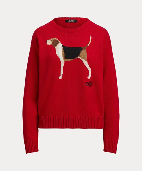 LAUREN RALPH LAUREN / ローレン ラルフ ローレン ニット・セーター | インターシャニット フォックスハウンド コットン セーター | 詳細1