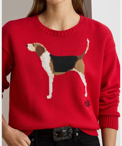 LAUREN RALPH LAUREN / ローレン ラルフ ローレン ニット・セーター | インターシャニット フォックスハウンド コットン セーター | 詳細4