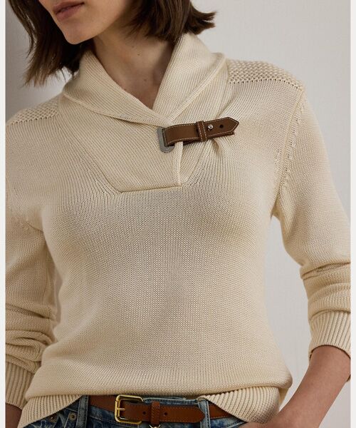 LAUREN RALPH LAUREN / ローレン ラルフ ローレン ニット・セーター | バックルトリム コットンブレンド セーター | 詳細4