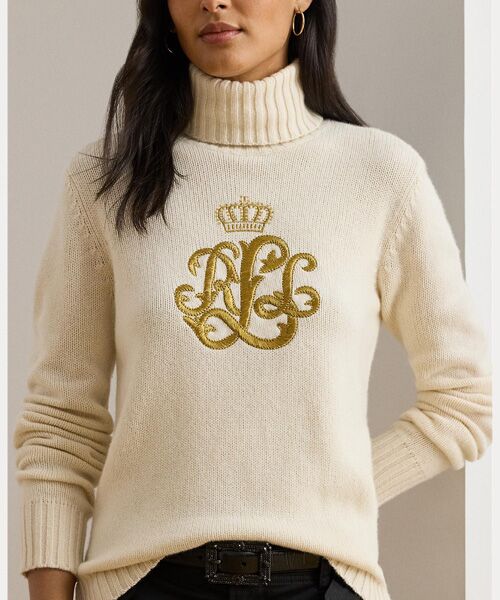 LAUREN RALPH LAUREN / ローレン ラルフ ローレン ニット・セーター | エンブロイダリーロゴ ウールブレンド タートルネック | 詳細4