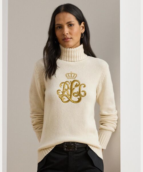 LAUREN RALPH LAUREN / ローレン ラルフ ローレン ニット・セーター | エンブロイダリーロゴ ウールブレンド タートルネック | 詳細5