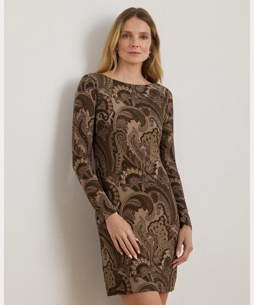 LAUREN RALPH LAUREN / ローレン ラルフ ローレン ミニ丈・ひざ丈ワンピース | ペイズリー ストレッチ ジャージー ボートネック ドレス | 詳細2