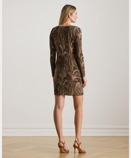 LAUREN RALPH LAUREN / ローレン ラルフ ローレン ミニ丈・ひざ丈ワンピース | ペイズリー ストレッチ ジャージー ボートネック ドレス | 詳細3