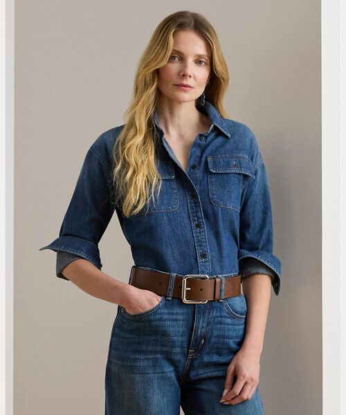 LAUREN RALPH LAUREN/ローレン ラルフ ローレン デニム シャツ 410ネイビー S