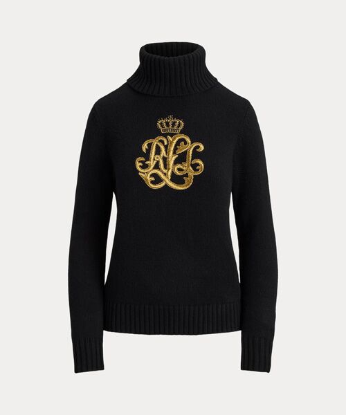LAUREN RALPH LAUREN / ローレン ラルフ ローレン ニット・セーター | エンブロイダリーロゴ ウールブレンド タートルネック | 詳細1
