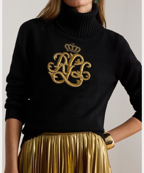 LAUREN RALPH LAUREN / ローレン ラルフ ローレン ニット・セーター | エンブロイダリーロゴ ウールブレンド タートルネック | 詳細4