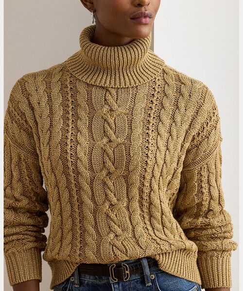 LAUREN RALPH LAUREN / ローレン ラルフ ローレン ニット・セーター | メタリック ケーブルニット タートルネック セーター | 詳細4
