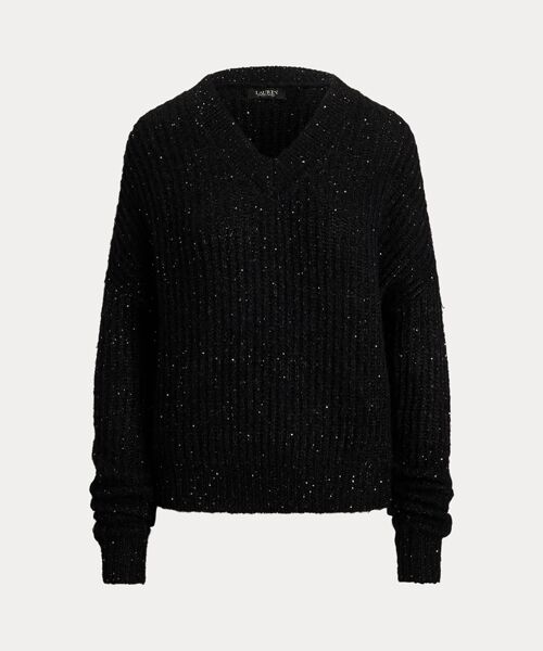 LAUREN RALPH LAUREN / ローレン ラルフ ローレン ニット・セーター | シークイン リブニット Vネック セーター | 詳細1