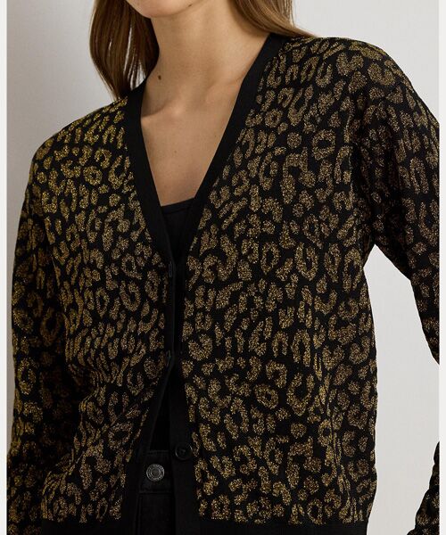 LAUREN RALPH LAUREN / ローレン ラルフ ローレン カーディガン・ボレロ | メタリック オセロット ダブルニット カーディガン | 詳細4