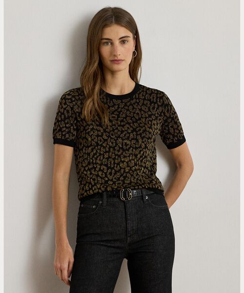 LAUREN RALPH LAUREN / ローレン ラルフ ローレン ニット・セーター | メタリック オセロット ショートスリーブ セーター | 詳細5