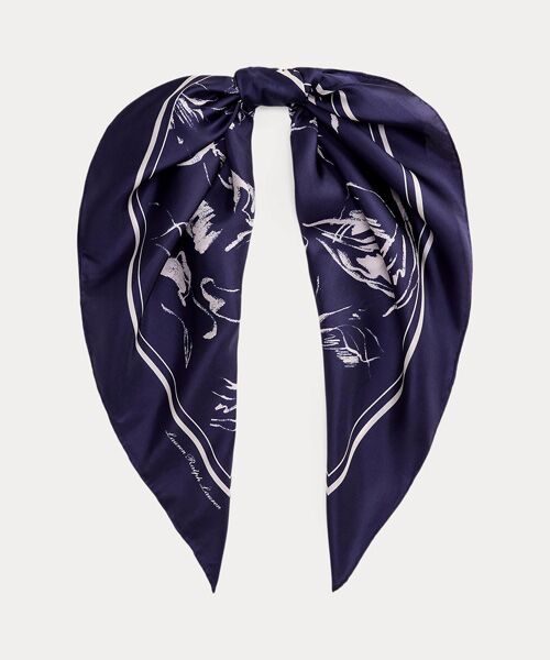 LAUREN RALPH LAUREN / ローレン ラルフ ローレン バンダナ・スカーフ | フローラル シルク スクエア スカーフ（410ネイビー）