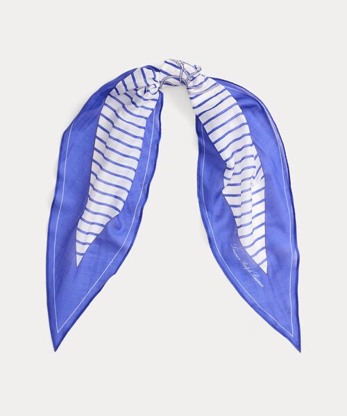 LAUREN RALPH LAUREN / ローレン ラルフ ローレン バンダナ・スカーフ | ジオプリント シルク スクエア スカーフ（410ネイビー）