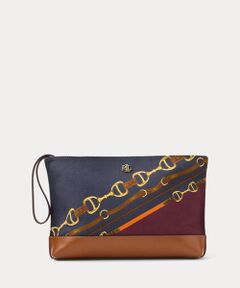 LAUREN RALPH LAUREN / ローレン ラルフ ローレン ポーチ | ベルティングプリント キャンバス ラージ ポーチ
