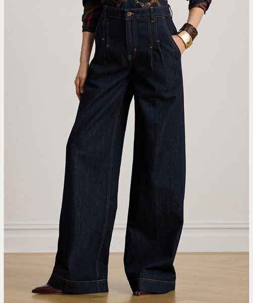 LAUREN RALPH LAUREN / ローレン ラルフ ローレン デニムパンツ | プリーテッド ハイライズ ワイドレッグ ジーンズ | 詳細2