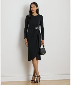 LAUREN RALPH LAUREN / ローレン ラルフ ローレン ミニ丈・ひざ丈ワンピース | バックルトリム ストレッチ ジャージー ドレス