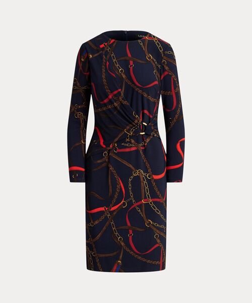 LAUREN RALPH LAUREN / ローレン ラルフ ローレン ミニ丈・ひざ丈ワンピース | プリント ジャージー スリークォータースリーブ ドレス | 詳細1