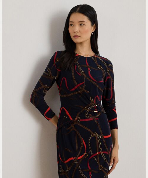 LAUREN RALPH LAUREN / ローレン ラルフ ローレン ミニ丈・ひざ丈ワンピース | プリント ジャージー スリークォータースリーブ ドレス | 詳細2