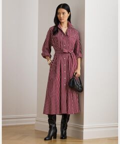 LAUREN RALPH LAUREN / ローレン ラルフ ローレン ロング・マキシ丈ワンピース | ストライプド ベルテッド ブロードクロス シャツドレス