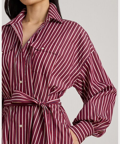 LAUREN RALPH LAUREN / ローレン ラルフ ローレン ロング・マキシ丈ワンピース | ストライプド ベルテッド ブロードクロス シャツドレス | 詳細4