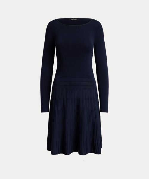 LAUREN RALPH LAUREN / ローレン ラルフ ローレン ミニ丈・ひざ丈ワンピース | プリーテッド フィット & フレア ボートネック ドレス | 詳細1