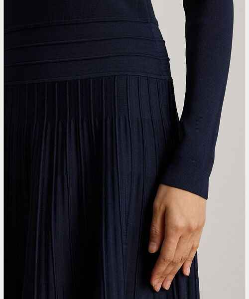 LAUREN RALPH LAUREN / ローレン ラルフ ローレン ミニ丈・ひざ丈ワンピース | プリーテッド フィット & フレア ボートネック ドレス | 詳細4