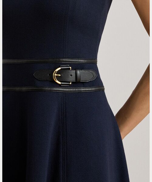 LAUREN RALPH LAUREN / ローレン ラルフ ローレン ミニ丈・ひざ丈ワンピース | バックルトリム ヘリンボーン ジャカード ドレス | 詳細3