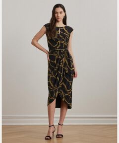 LAUREN RALPH LAUREN / ローレン ラルフ ローレン ミニ丈・ひざ丈ワンピース | ベルティングプリント ジャージー タイフロント ドレス