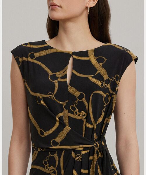 LAUREN RALPH LAUREN / ローレン ラルフ ローレン ミニ丈・ひざ丈ワンピース | ベルティングプリント ジャージー タイフロント ドレス | 詳細4