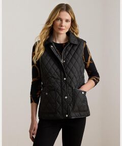 LAUREN RALPH LAUREN / ローレン ラルフ ローレン ベスト | フェイクレザートリム ダイヤモンドキルテッド ベスト